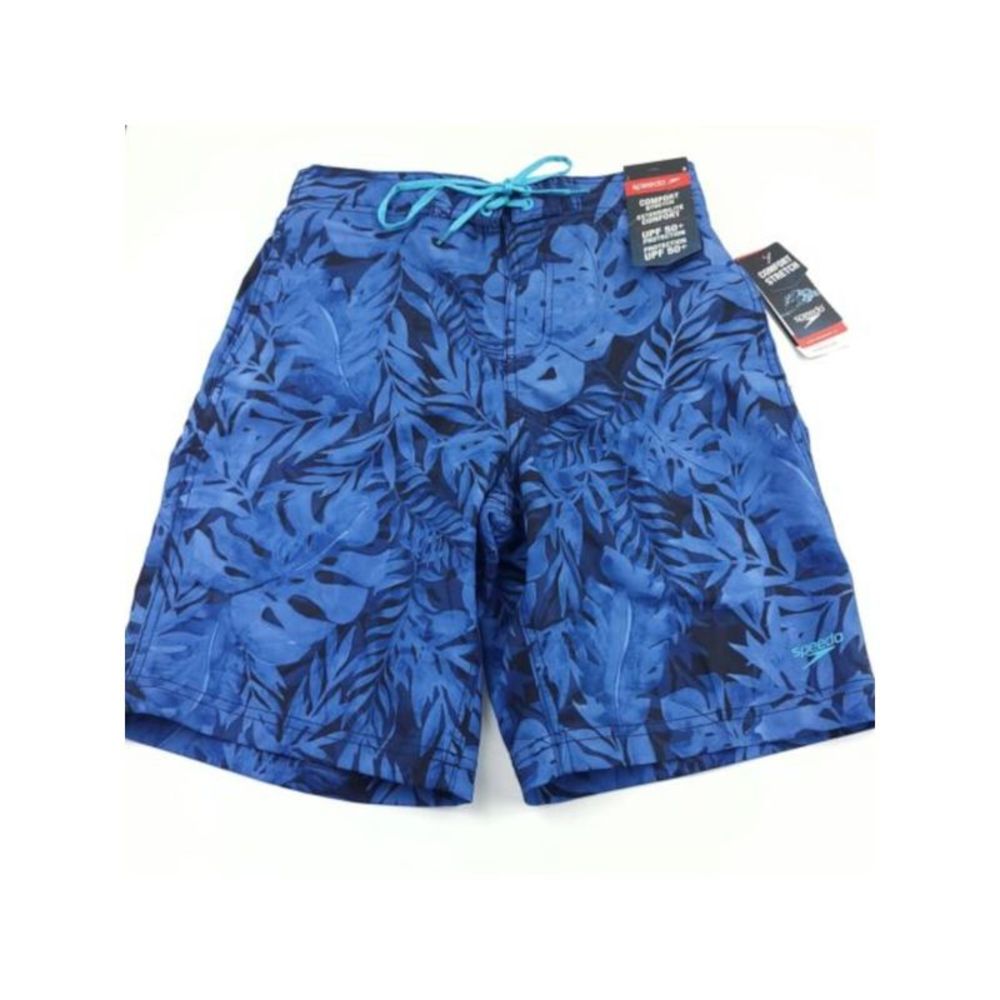 SPEEDO Mens Blue Lined Printed Stretch Shorts XL